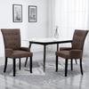 Chaise de salle à manger avec accoudoirs Marron Tissu