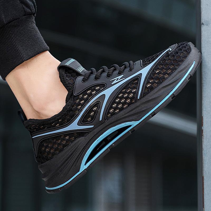 Men's Spring Summer New Lightweight Breathable Mesh Sports Shoes Casual Lazy Style PVC Outsole Non-Leather Leisure Running Shoes