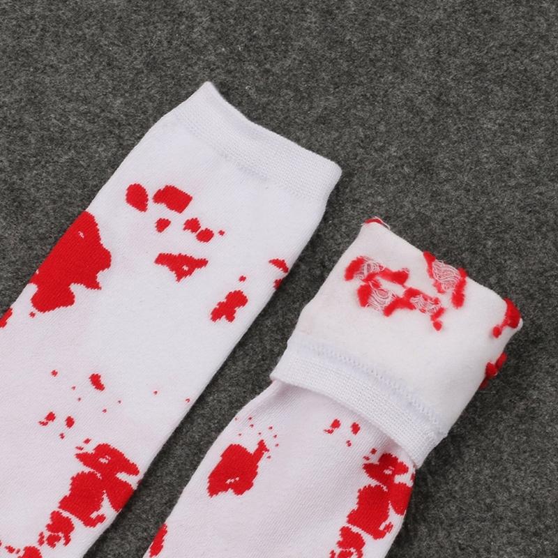 Halloween Bloody Stockings Thigh High Stocking Knee Highs Socks for Halloween Cosplay Party Printed Long Tube Socks
