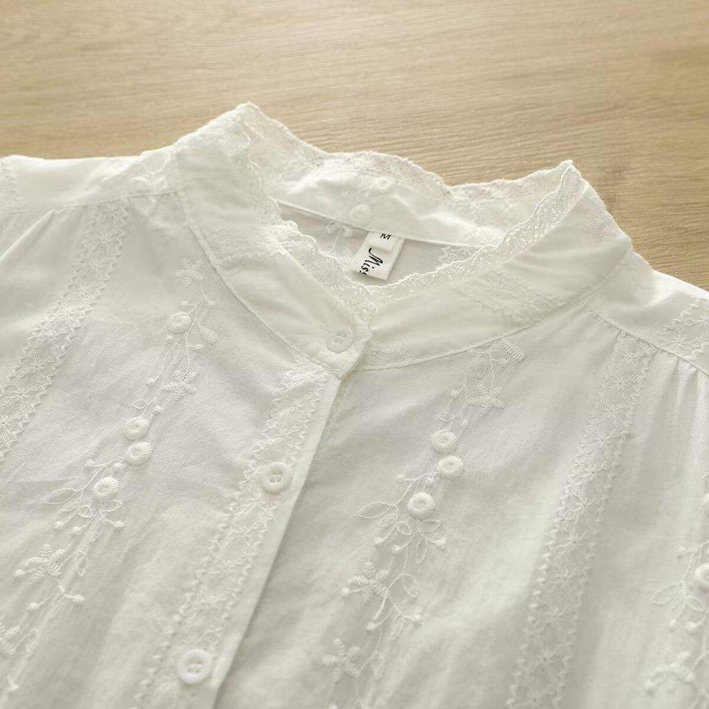 Women's 3D Embroidered Lace Shirt - Spring/Autumn 2026 Collection