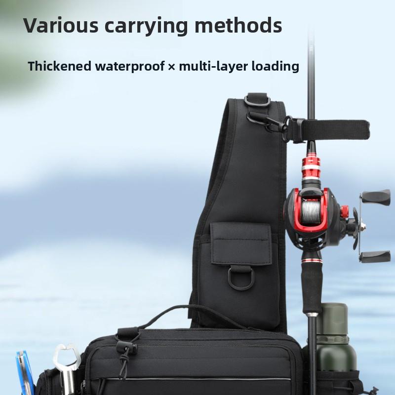 Large Capacity Luya Bag Multifunctional Fanny Pack Fishing Rod Bag Tactical Backpack Crossbody Bag Fishing Plug Rod Fishing Gear Bag Rod Bag
