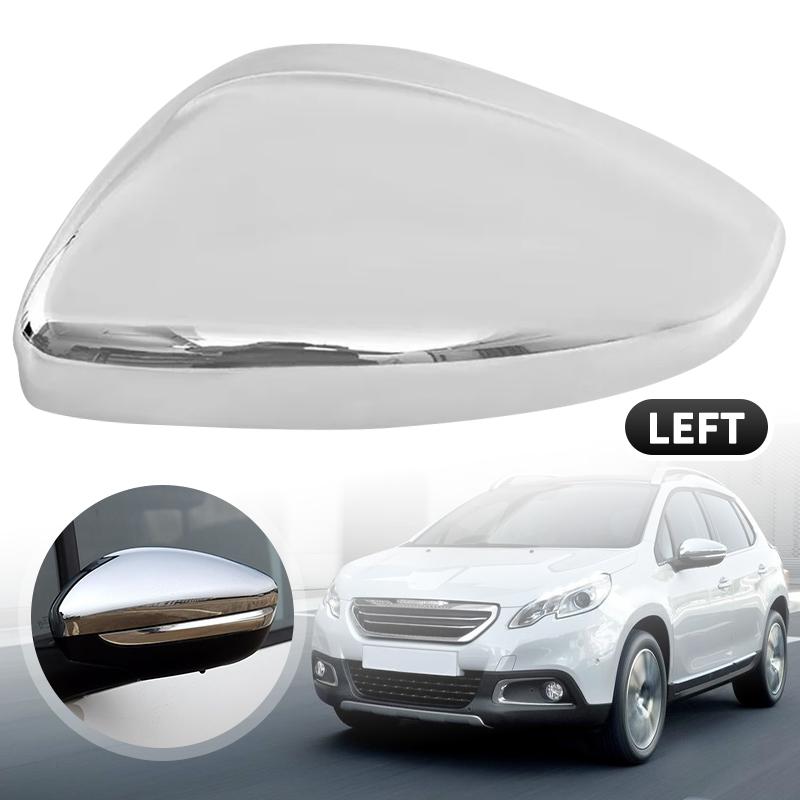 Door Wing Rearview Mirror Cover Cap For Peugeot 208 2008 2012 2013~ Citroen C3 2016~ Chrome/Black Side Mirror Housing