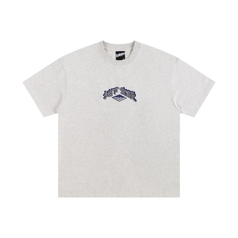 Burnin* Underground Palace Embroidered Short Sleeve T-Shirt for Men and Women, White Classic Basic Crew Neck T-Shirt, Crew Neck Top