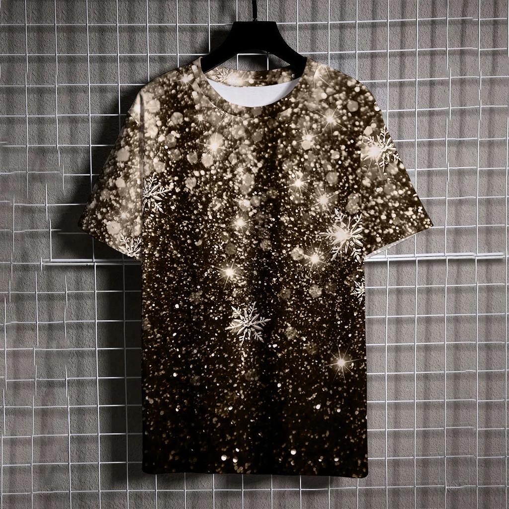 Juletre Print Herre T-skjorte Casual O-hals Kortermet Løse Topper Nyttårsklær For Barn Jul Harajuku Gutter Jenter T-skjorte