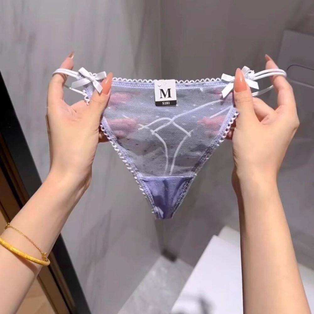 Thin Belt Mesh Dot Panties Briefs Mesh Seamless Panties Cotton Crotch Underwear for Women  Girl