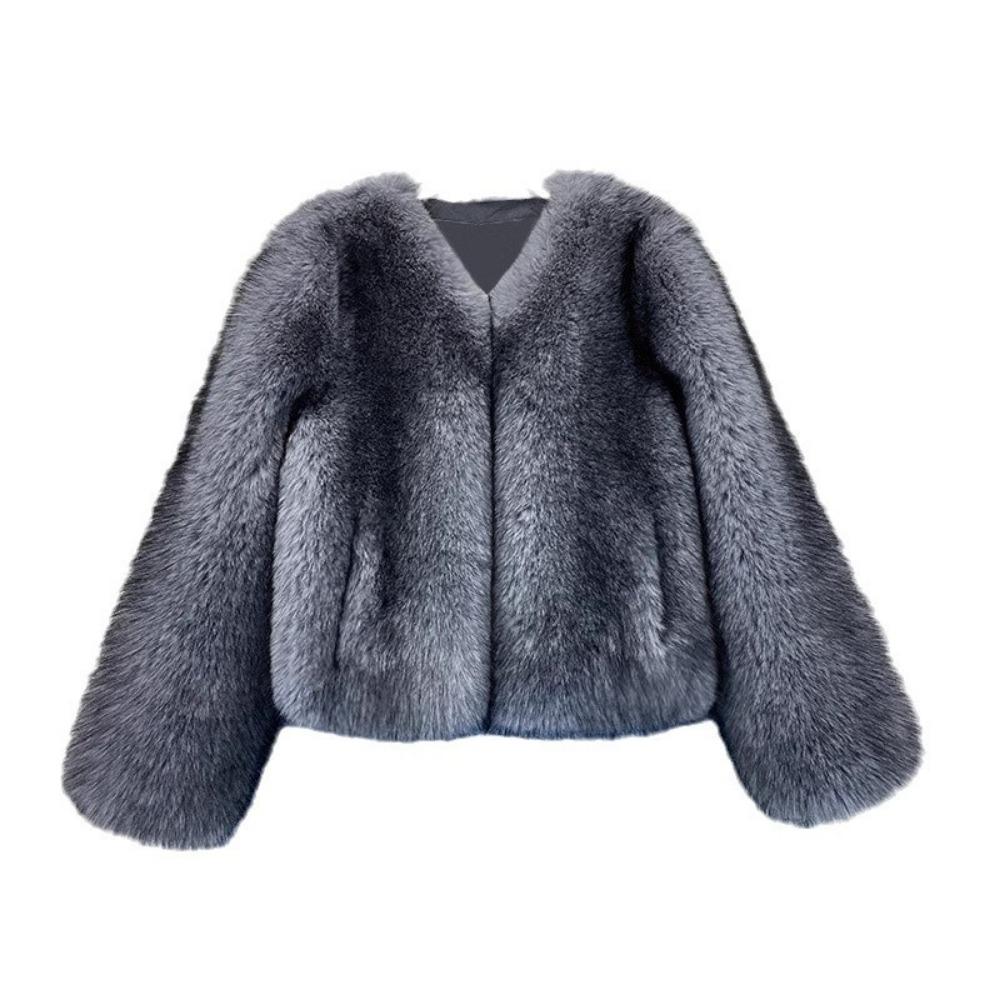 Fur Premium Imitation Fox Fur Environmentally Friendly Fur Coat Autumn and Winter V-neck Simple Women's Fur Coat