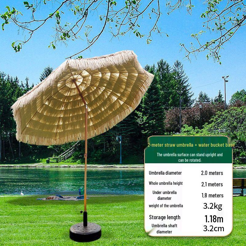 Imitation Thatch Outdoor Sunshade Umbrella - Garden, Courtyard, and Photography Decor Prop