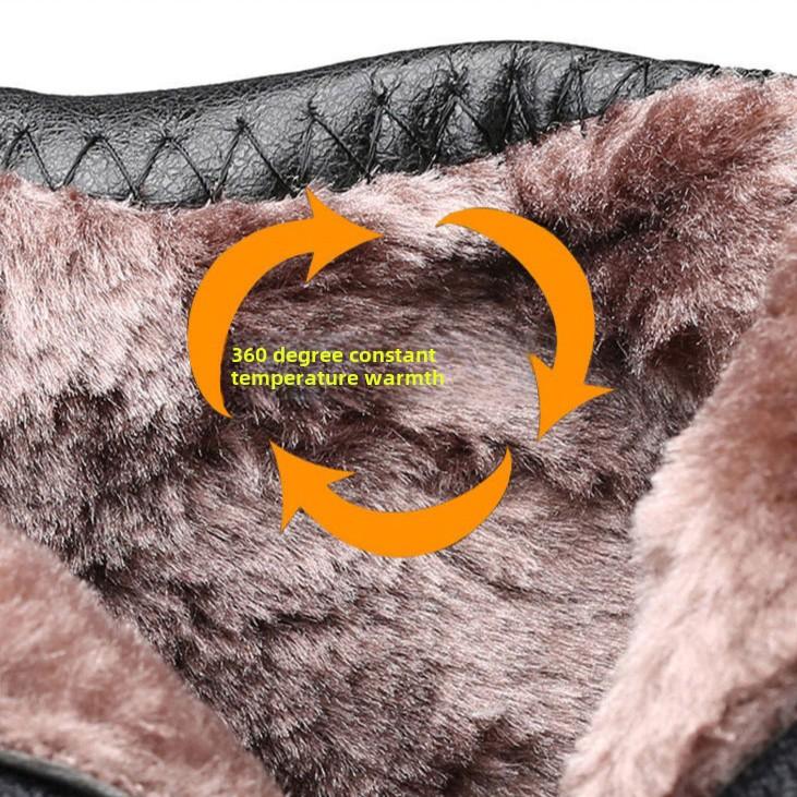 Women's Mother Female Ladies Leather Shoes Boots Zipper Winter Warm Plush Plus Size Snow Boot