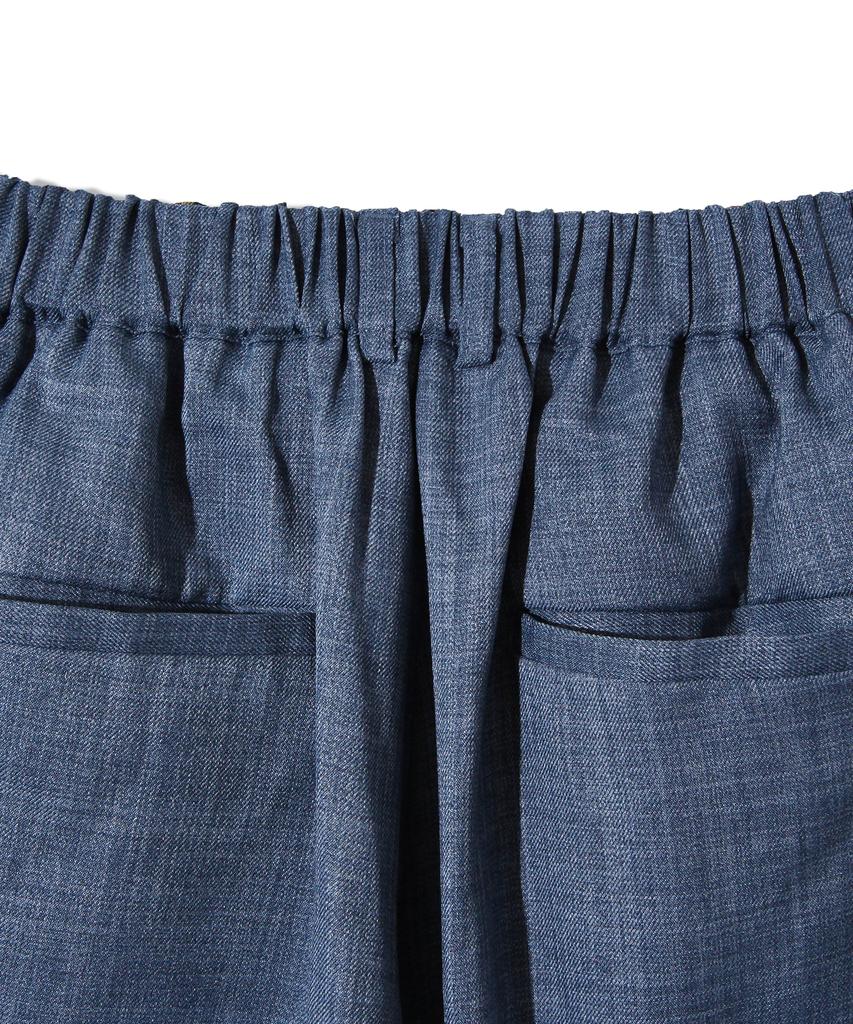 DIAMOND LAYLA Two-Tuck Wide Banding Slacks P14 Denim Texture Indigo