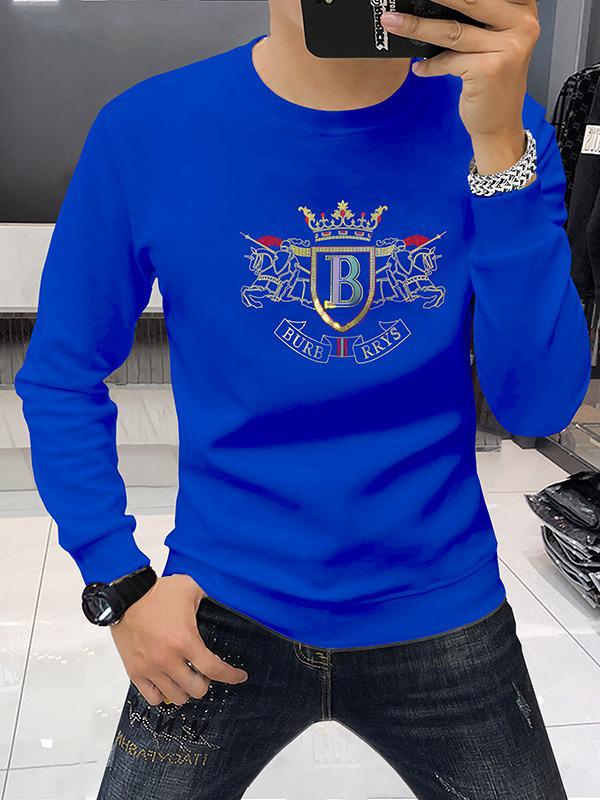 2023 European Style Slim Fit Men's Rhinestone Letter Sweatshirt
