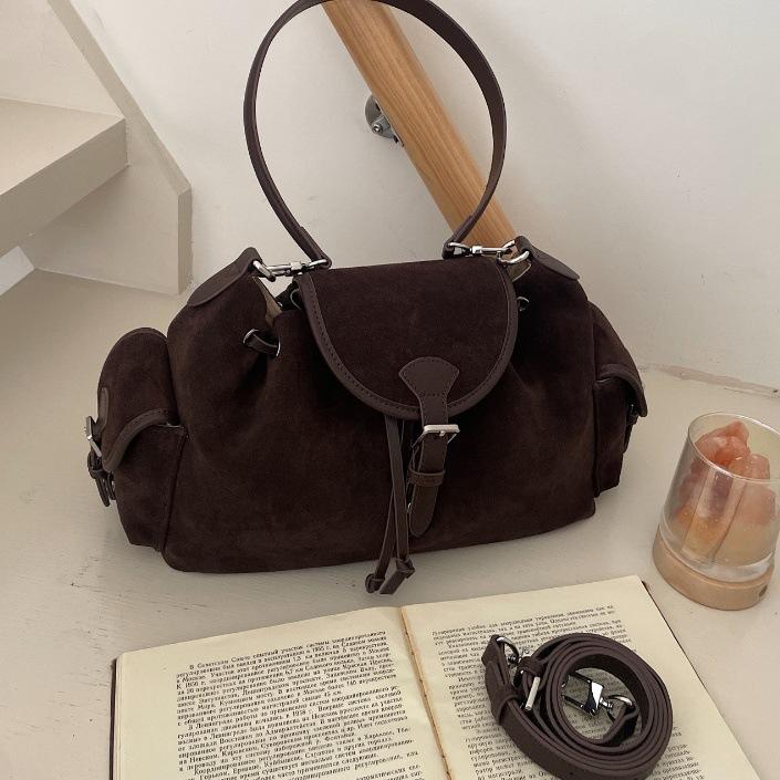 

Women S Bag, Matte Leather Underarm Bag, High-End Sense, Large-Capacity Bucket Bag, Versatile Shoulder Bag, Trendy. 35*12*23 темно-коричневого кольору