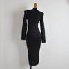 Sample Clothes New Solid Half-high Collar Long Sleeve Knitted Dress Women Clothes Spring and Autumn Slim Fit Slimming Sexy off-Shoulder Long Dress