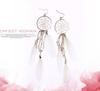 Woven Crystal Chain Tassel Feather Earrings