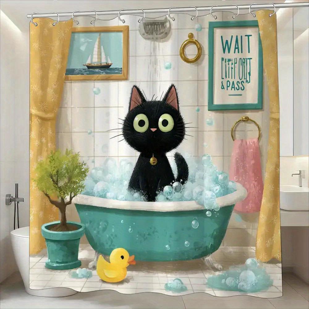 

A Bathroom Shower Curtain, Pet Supplies Market, Cute Pet Day Shower Curtain, Includes 12 Hooks, 180*180Cm Bathroom Window Curt 150x180cm