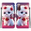 Handgefertigte PU-Leder-Flip-Hülle für Samsung Galaxy S20 FE/S20 Lite (SM-G781B/G780F) Rutschfeste Stoßfeste Hülle mit Handschlaufe & Herz/Rose Katze Designs