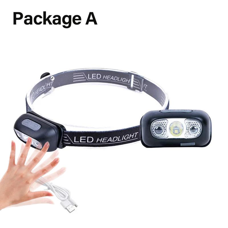Rechargeable Sensor LED Headlamp -LED Headlight with 5 Modes Built-in 18650 for Fishing, Camping,Night Running (IPX4 Waterproof)