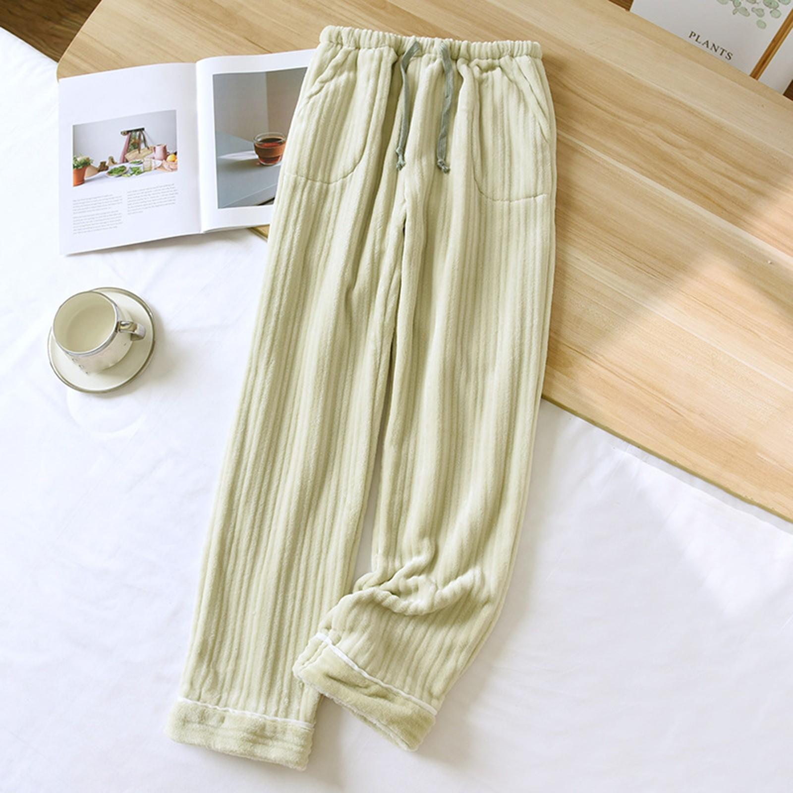 Women s Thermal Pockets Pajama Warm Casual Trousers Home Pajama Pants M зелёный