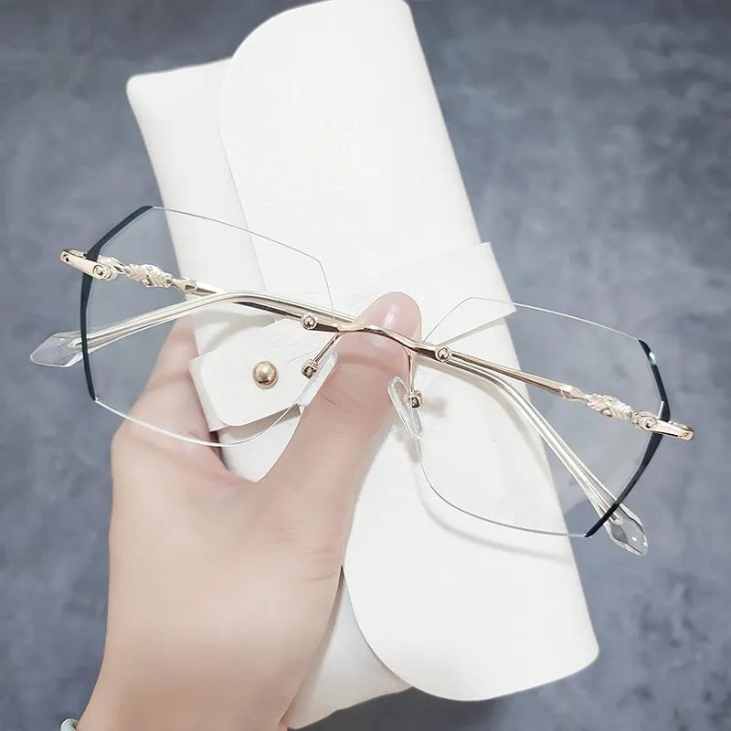 

Очки для близорукости Женские Мужские Винтажные Безободковые Очки для глаз с защитой от синего света Женская мода Ультралегкая Оптическая Оправа для дальнозоркости 0~-500 -300 чёрный