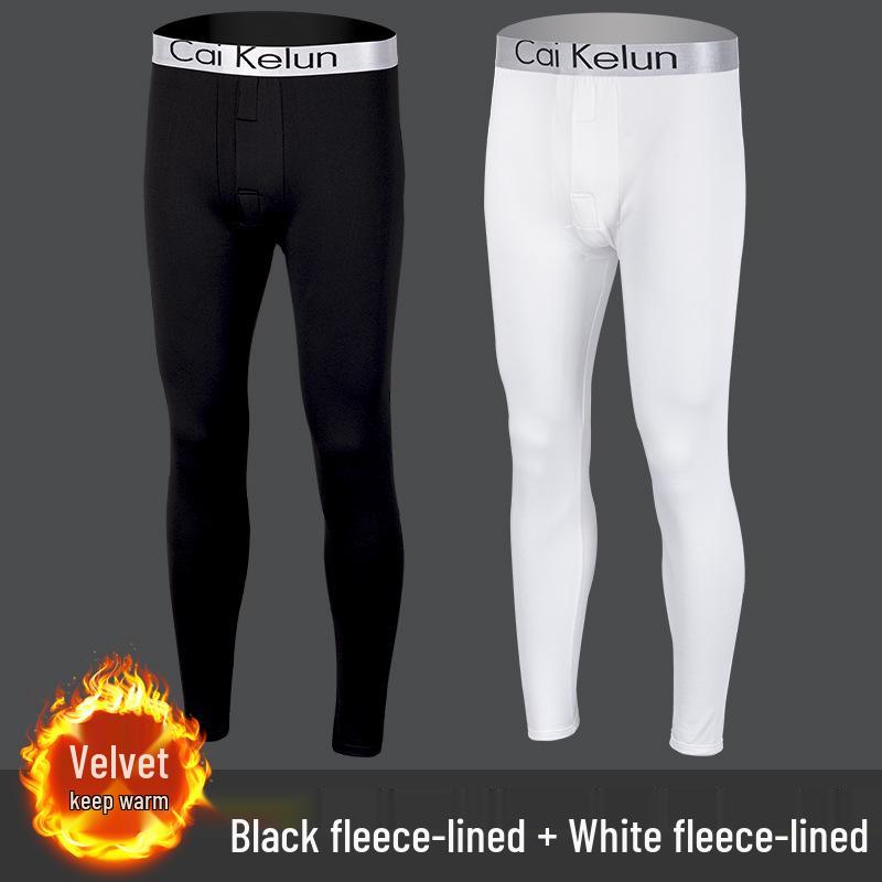 Herren Übergröße Thermofleecegefütterte Wollleggings für den Winter - Enganliegend, Verdickt und Warm