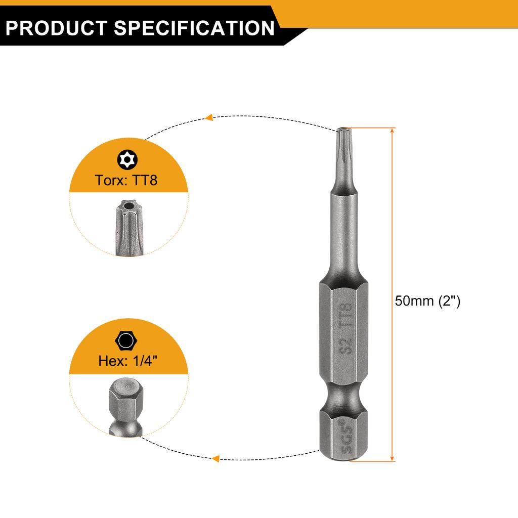 1/3/5pcs TT6-TT50 Security Torx Head Screwdriver Bit 1/4" Hex Shank Magnetic Tamper Proof 6 Point Star Screw Driver Drill Bits