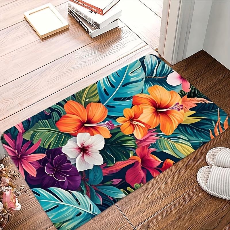 1PC Flower Pattern Kitchen Rugs Non-Slip Home Door Mats Pop design Bathroom Rug Bath Mat Carpet for Home Sink Laundry Decor