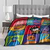 Colorful Cartoon Cats Pattern Flannel Blanket for Bedroom, Living Room, Sofa, and Nap