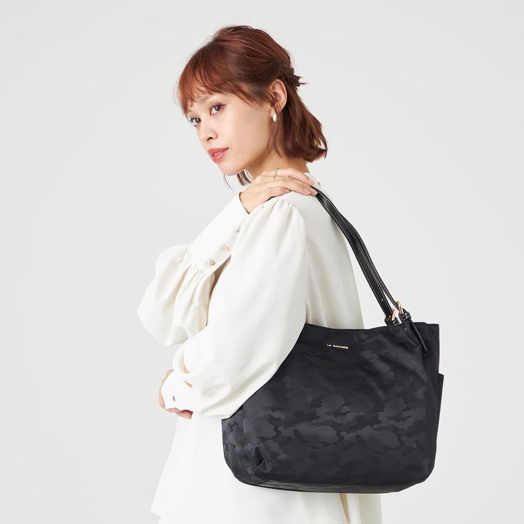 Tote Bag Shadow Jacquard A4 Tote Bag B006404 Navy [Rabaga Jerry] (66)