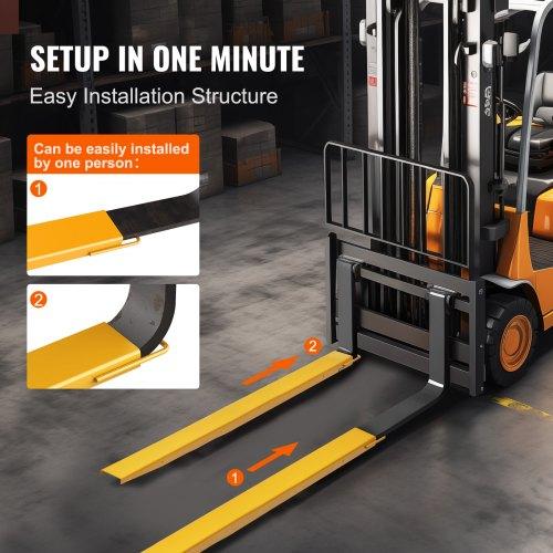 VEVOR Pallet Fork Extensions, 84" Length 5.5" Width, Heavy Duty Carbon Steel Fork Extensions for Forklifts, 1 Pair Forklift Extensions