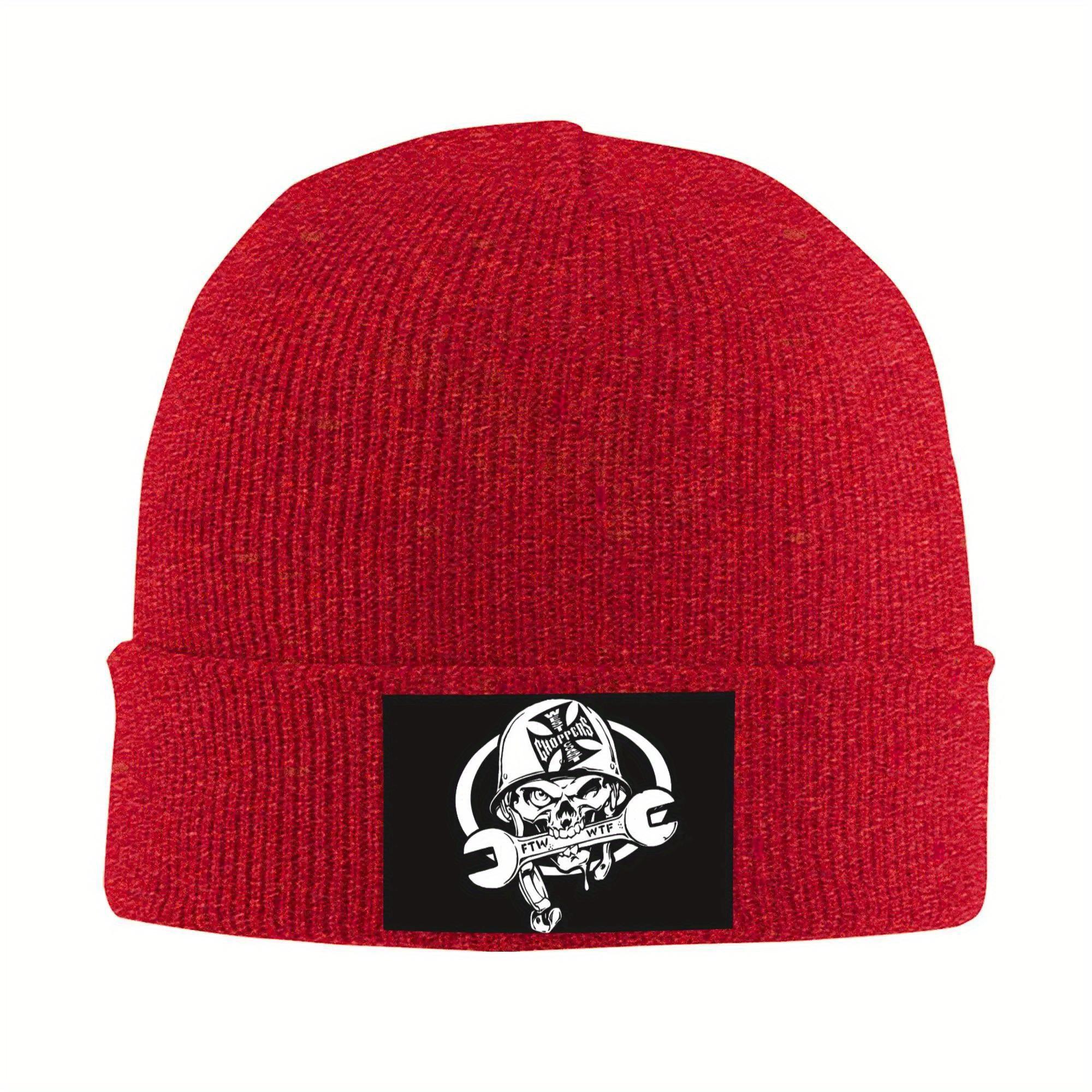 Custom West Coast Iron Cross Choppers Skull Bonnet Hats  Fashion Knitted Hat For Unisex Women Winter Warm  Skullies Beanies Caps