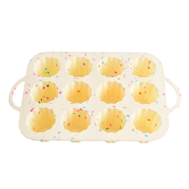 

Силиконовые формы для маффинов для выпечки с металлическим усиленным каркасом, 12 ячеек стандартного размера, силиконовая форма для кексов с антипригарным покрытием бежевый