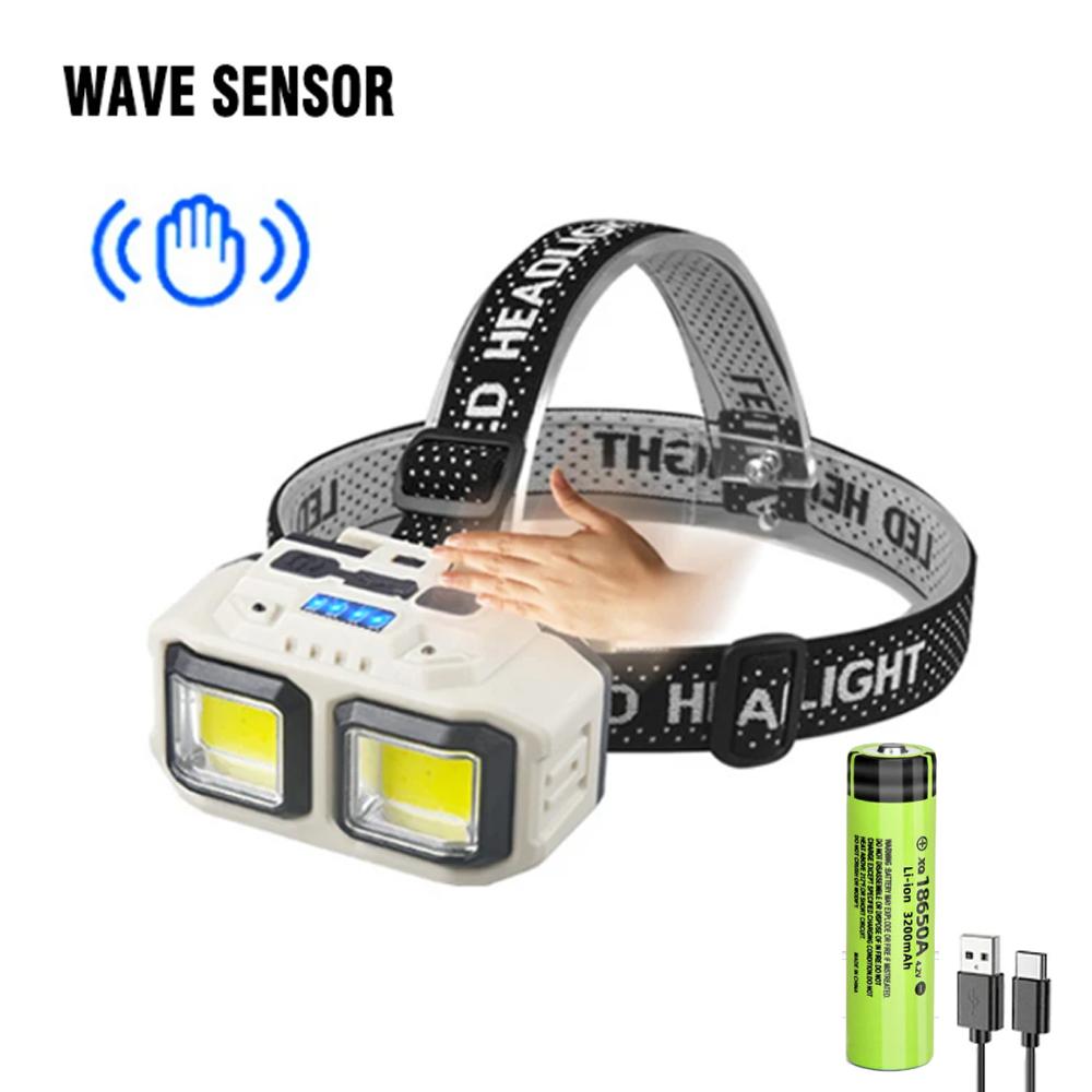 USB Rechargeable LED Induction Headlamp 4 Lighting Modes Powerful Headlight Built-in Battery Outdoor Camping Fishing Lantern