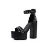 Fashion Summer Nightclub Pole Dancing Shoes Platform Shoes 14CM Party Rivet Ankle Strap Sandal Women Model Extreme High Heels Sandals