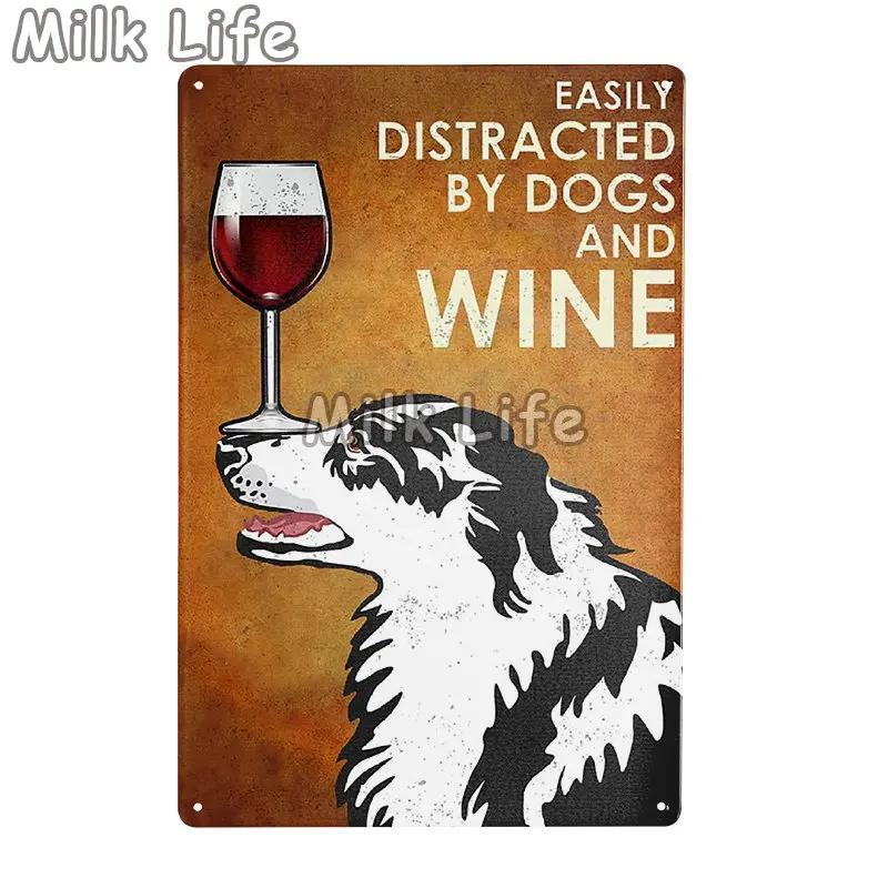 Metal Tin Sign Vintage Funny Border Collie Dog for Coffee Bathroom Toilet Pet Shop Home Sweet Home Sign Bedroom Art Wall Decor