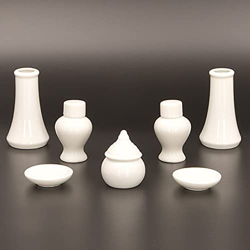 Shinto altar craftsman 7-piece set (large) 2 plates / 1 water drop / 2 bottles / 2 sakaki stand Ceramic Shinto altar set 7-piece set (large)