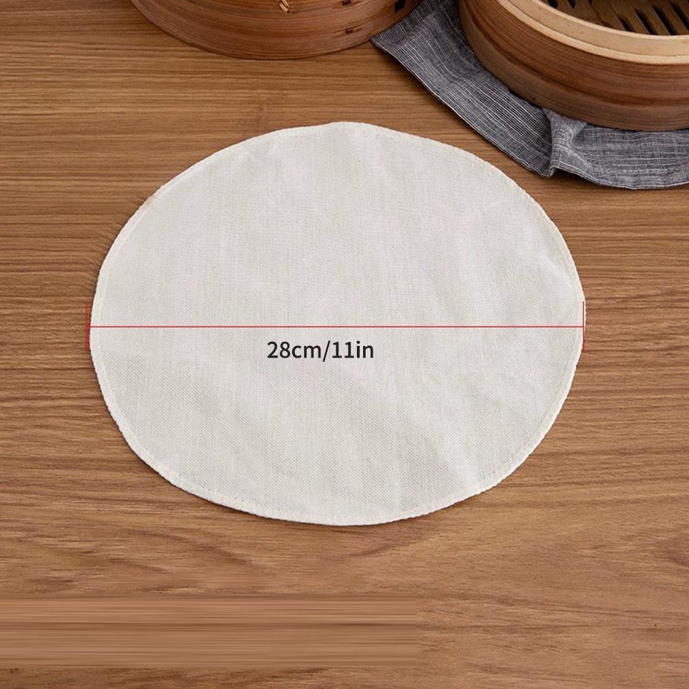 5PCS 28CM Round Cotton Yarn Steamer Cloth Reusable Non Stick Household Steamer Liners Cloth Mesh Mat Pad Steamed Buns