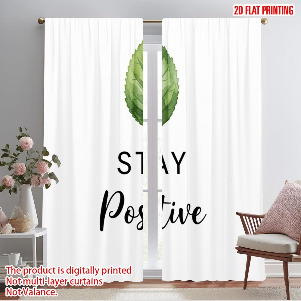 2pcs 2D Flat Printing Drapes Stay Positive Leaf Fabric Without Electricity Party Decorations Perfect for Room Decor Aesthetic