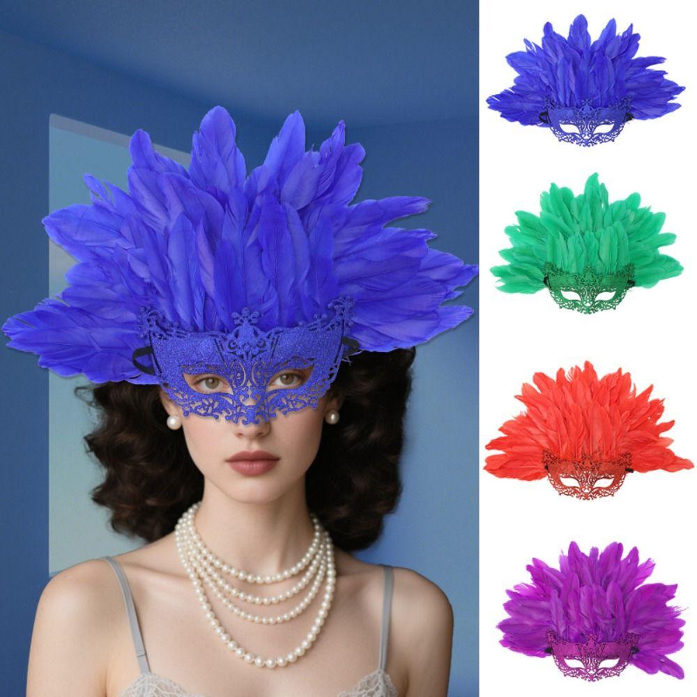 Headwear Novelty Feather Masquerade Mask Fashion Lightweight Carnival Headpiece Funny Personality Halloween Mask Cosplay Props