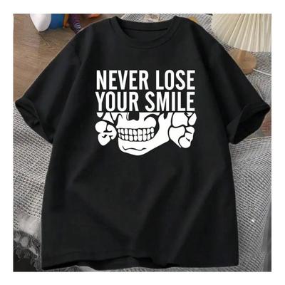 T-shirt Stampata Never Lose Your Smile di Alta Qualità C