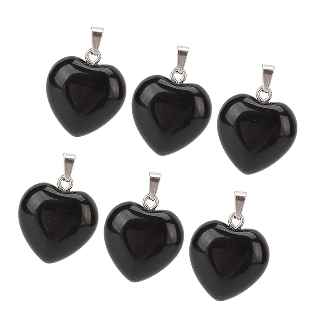 10pcs Heart Shaped Pendant Set Black Smooth Exquisite Jewelry DIY Stone Pendant for Necklace Making
