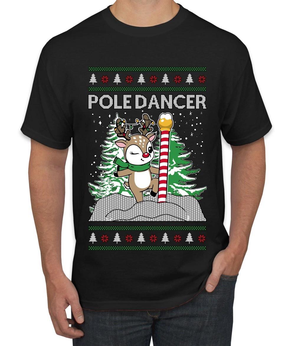 Pole Dancer Couples Matching Ugly Christmas Men s T- Shirt XL