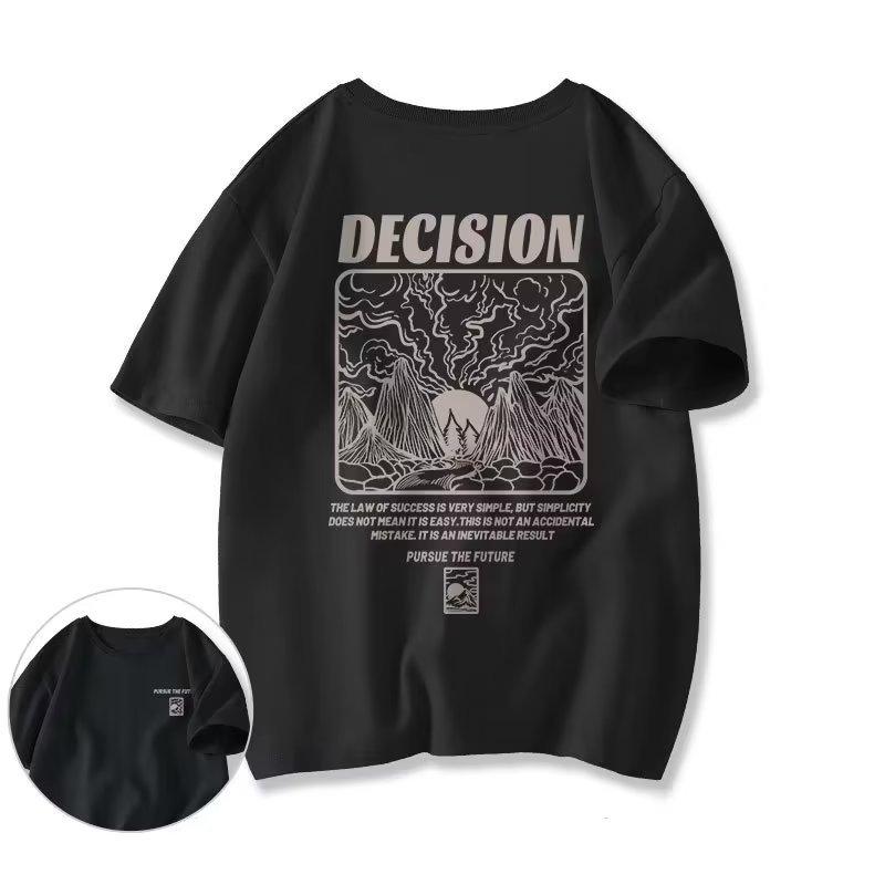 Jarní a letní pánské tričko s potiskem Nové Trendy Volné Krátký rukáv Denně Všestranné Neformální Sportovní Velké Velikosti Krátký rukáv