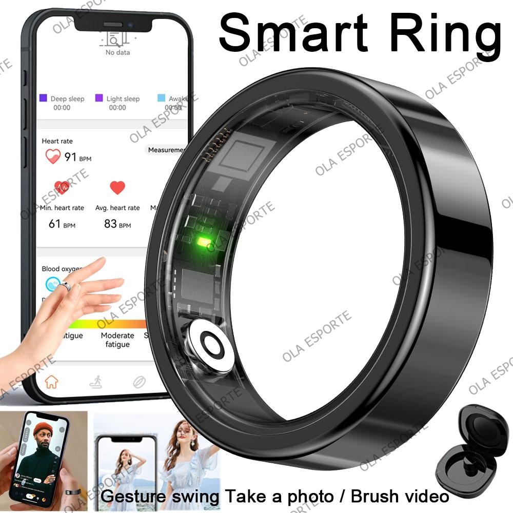 Smart Ring Men Women with Charging Case,Heart Rate Blood Oxygen Monitoring 5ATM Waterproof Multi-sports Rings For Android iOS