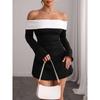 Women Elegant Off Shoulder Long Sleeve Bodycon Dress Stretchy Outfit