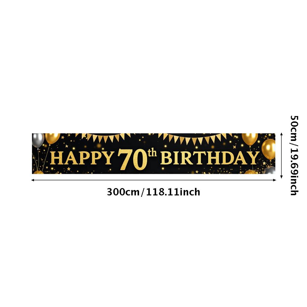 Anniversary Party Banner Reusable Milestone Celebration Banner Happy 70th Birthday Banner Polyester Material For Outdoor