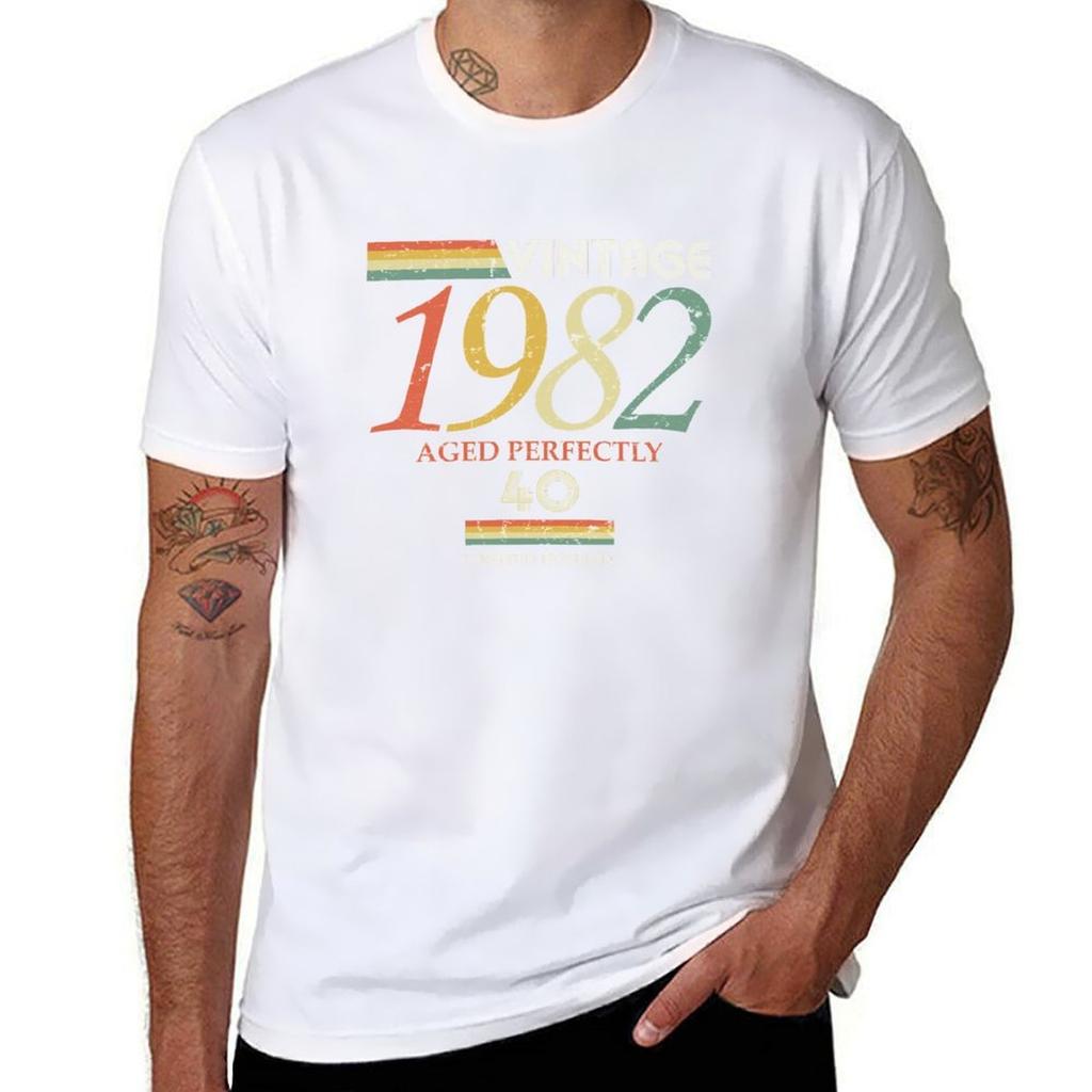 Vintage 1982 40th Birthday Aged Perfectly Gift Tshirt T Shirt For Unisex 100 Percent Cotton Tshirt