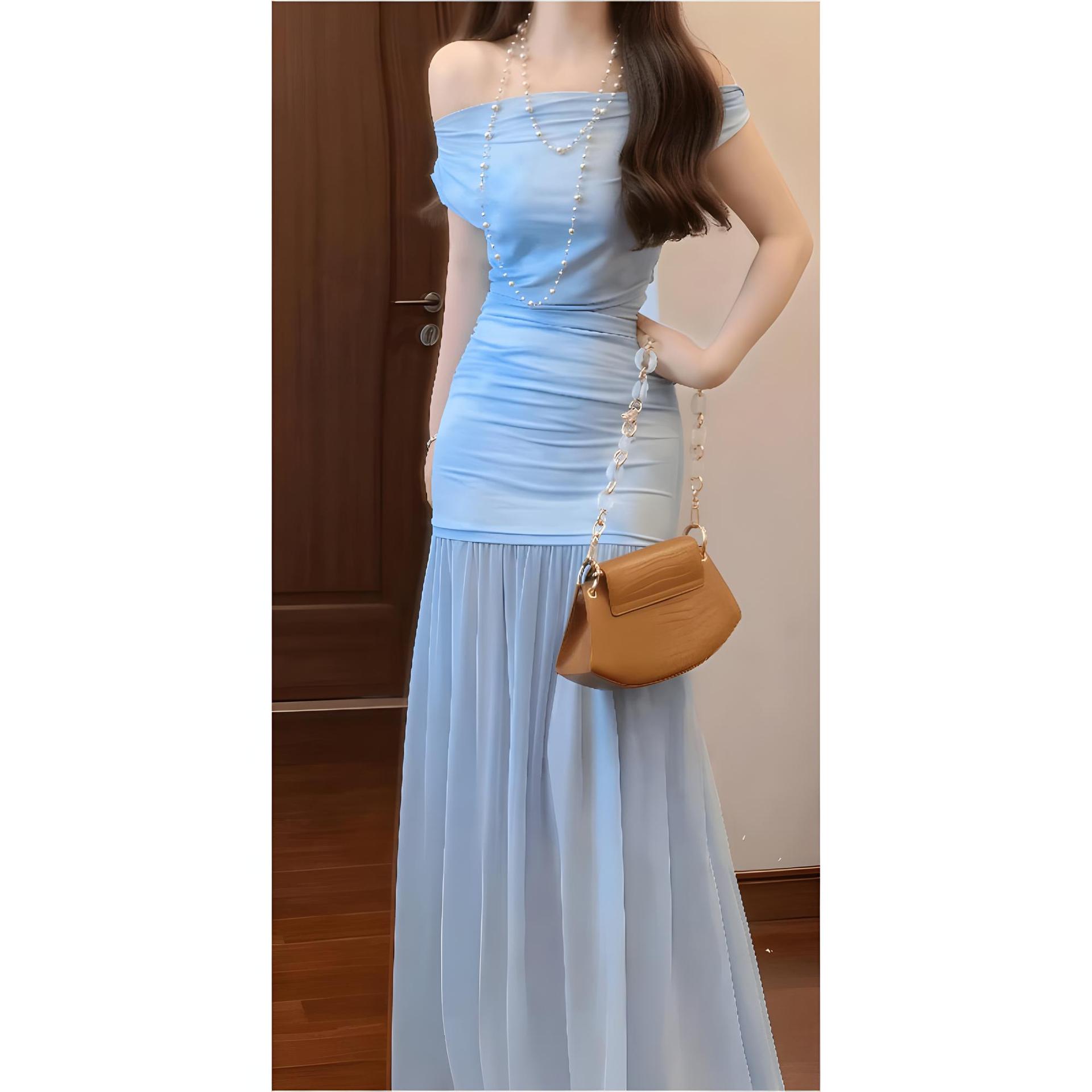 

Платье на бретелях с нежным характером, зеленое, в цветочек, для приморского отдыха, с красивой талией, А-силуэт, длинная юбка XL- (recommended 110-60kg)