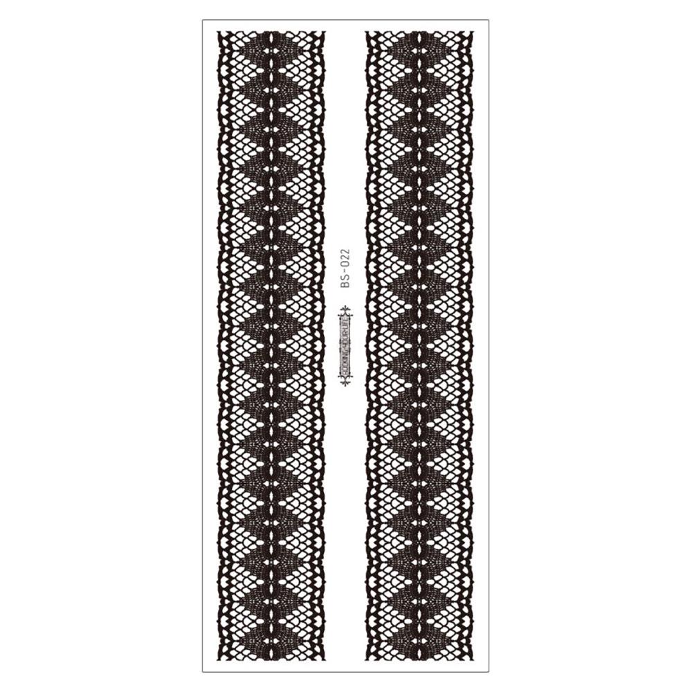 Waterproof Black Lace Thigh Garter Henna Temporary Tattoo Stickers