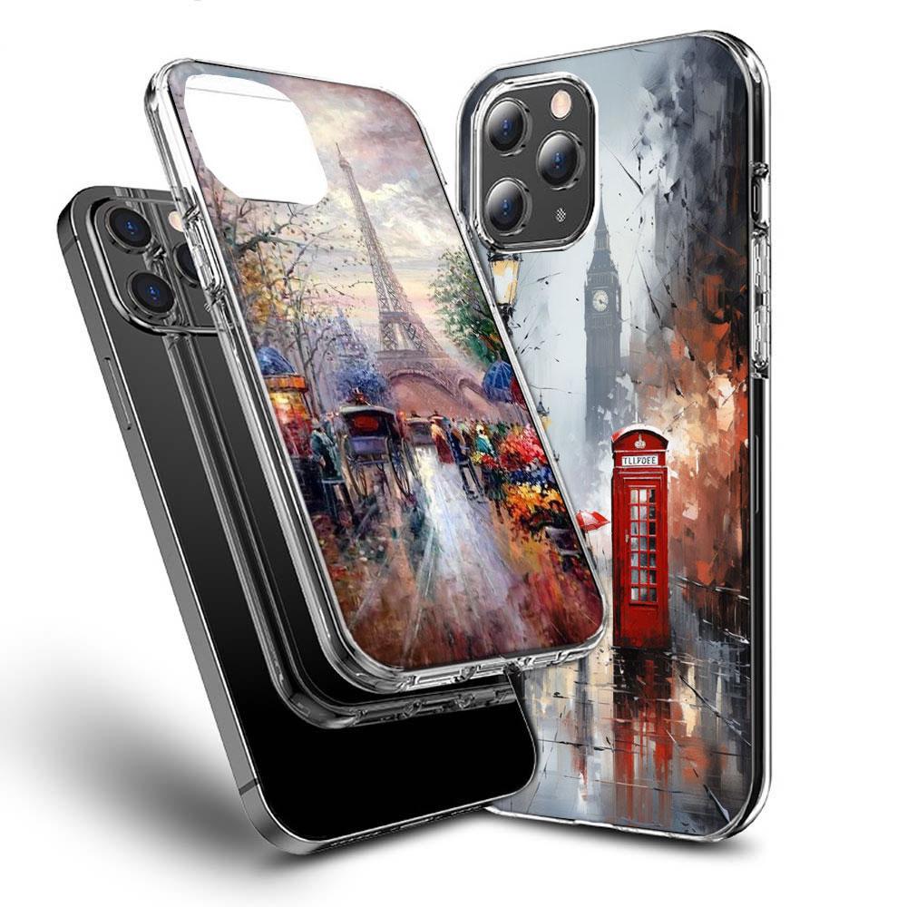 Artist London Painting Oil Painting Phone Case For Iphone 16E 15 Pro 14 Plus 17E 16 17 Pro Max Air 11 12 13 Mini Shockproof C