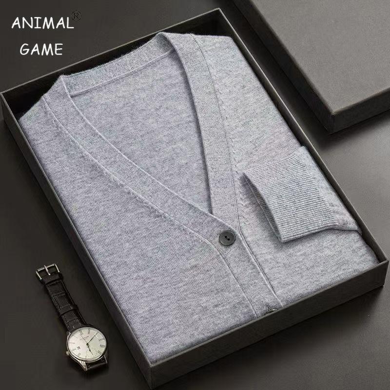 Neuer Herren Cardigan Pullovermantel V-Ausschnitt Langarm Knopfleiste Gestrickte Pullover Leicht Einfarbig Winter Dicke Oberbekleidung