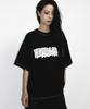 Deumakeu Text Graffiti Boxy Short Sleeve Tee - Black